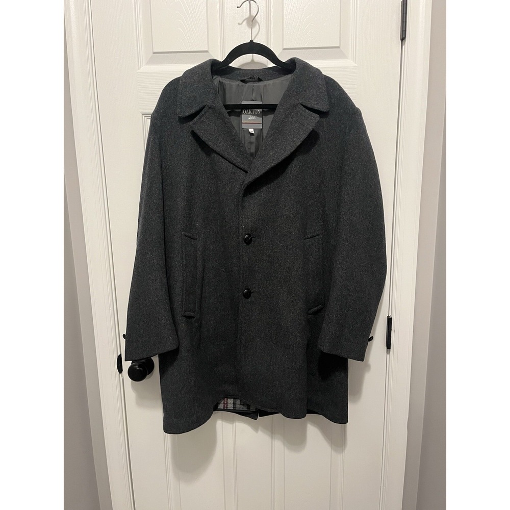 Oakton LTD Wool Single Breasted Overcoat Men's Size 42R   Charcoal Gray Career